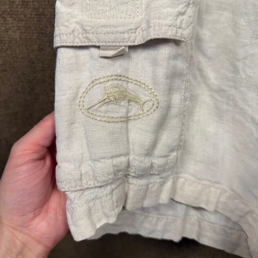 Tommy Bahama Men's Medium Relax Linen Shorts M 34 Medium White Cream Tan Beach